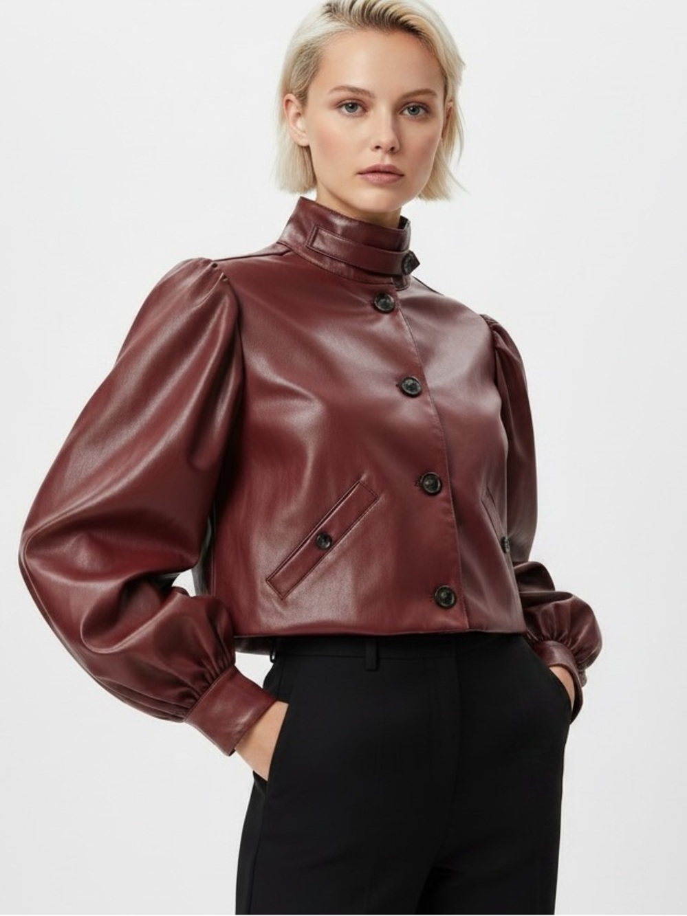 NWT WEWOREWHAT Women's Balloon Sleeve Stand Collar jacket xs $198